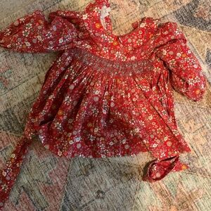Floral Red Smocked dress